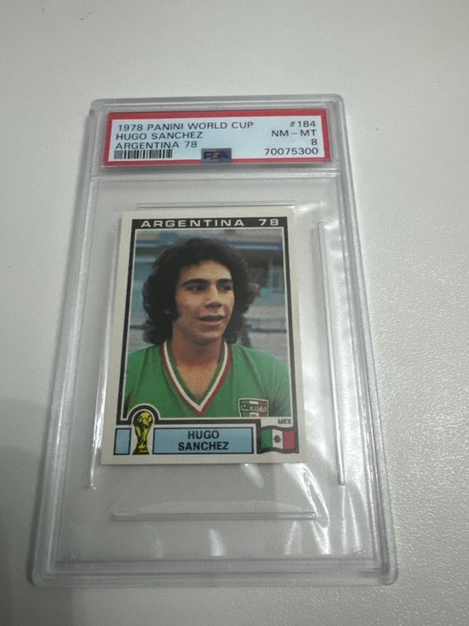 1978 Panini World Cup Argentina 78 Hugo Sanchez #184 Rookie PSA 8 Graded sticker