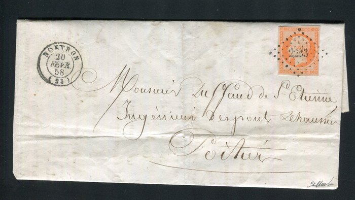 Frankrig 1858 - Belle letter en double port de Nontron pour Poitiers med nr 16