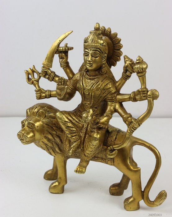 Statue Mooi beeld Durga - 22 cm - Bronze - 1980