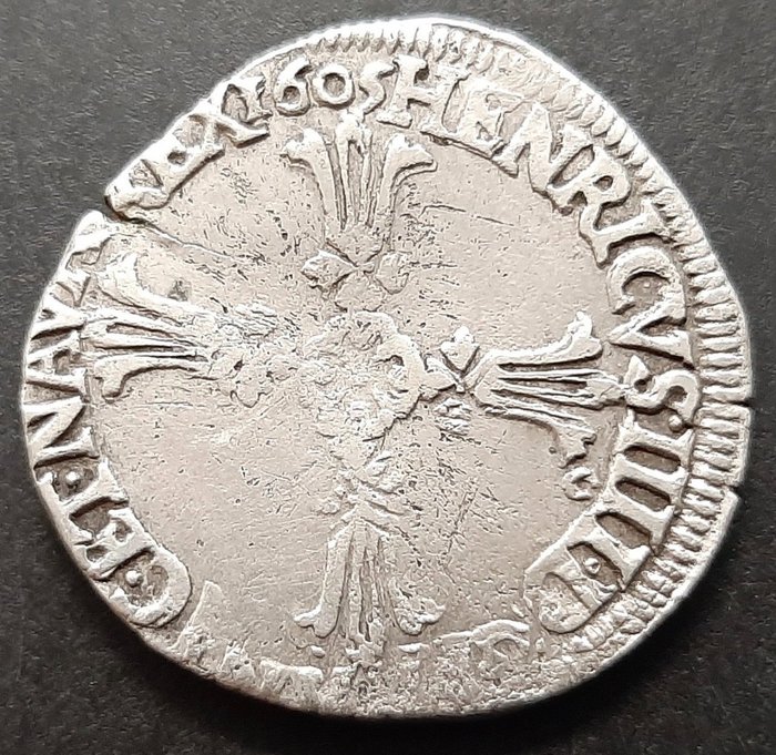 Frankrig Henri IV (1589-1610) 1/4 Ecu croix feuillue de face 1605-9 Rennes