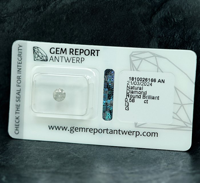 Ingen mindstepris - 1 pcs Diamant  (Natur)  - 0.56 ct - G - I3 - Gem Report Antwerp (GRA)