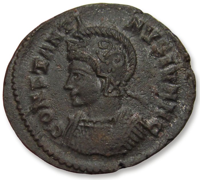 Romarriket Constantine II as Caesar Follis Londinium (London) mint 323-324 AD - mintmark PLON - BEAT TRANQLITAS reverse -