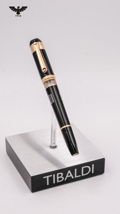 Tibaldi - Excelsa - Black  Gold Plated Trims + 18K Gold Nib (Limited Edition/618) - Fyldepen