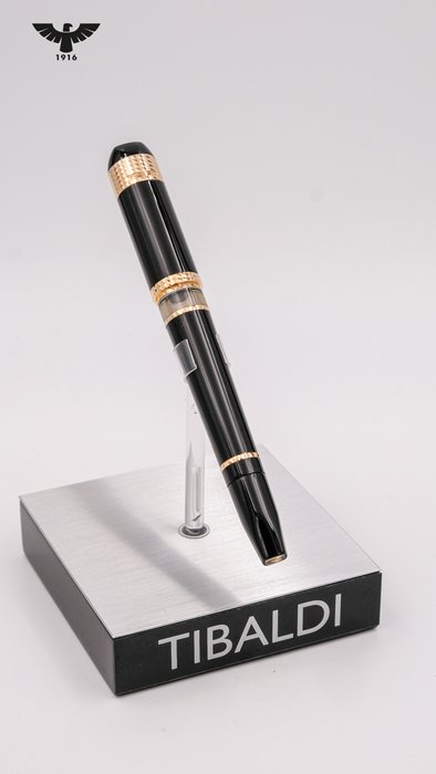 Tibaldi - Excelsa - Black  Gold Plated Trims + 18K Gold Nib (Limited Edition/618) - Fyldepen