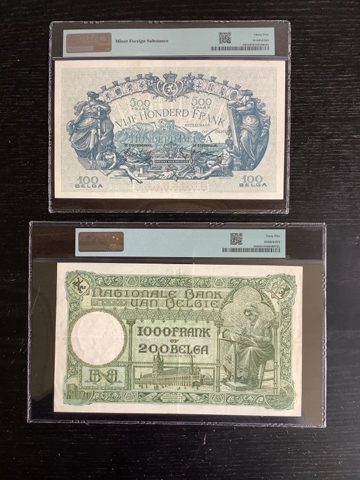 Belgien. - 500 and 1000 Francs 1930-1938 - Pick 104, 109  (Ingen mindstepris)