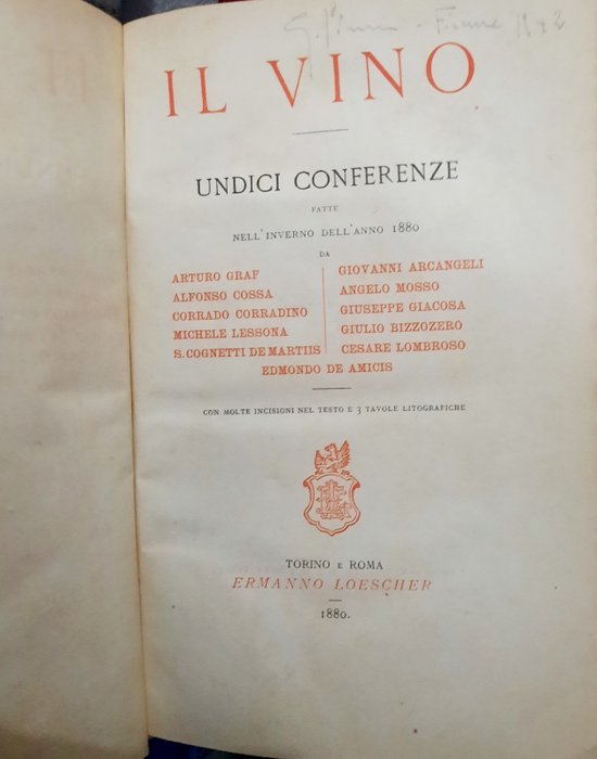 AA.VV. - Il Vino Undici Conferenze fatte nell'Inverno dell'Anno 1880 - 1880