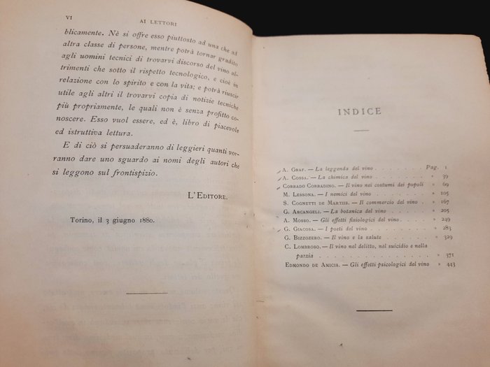 AA.VV. - Il Vino Undici Conferenze fatte nell'Inverno dell'Anno 1880 - 1880