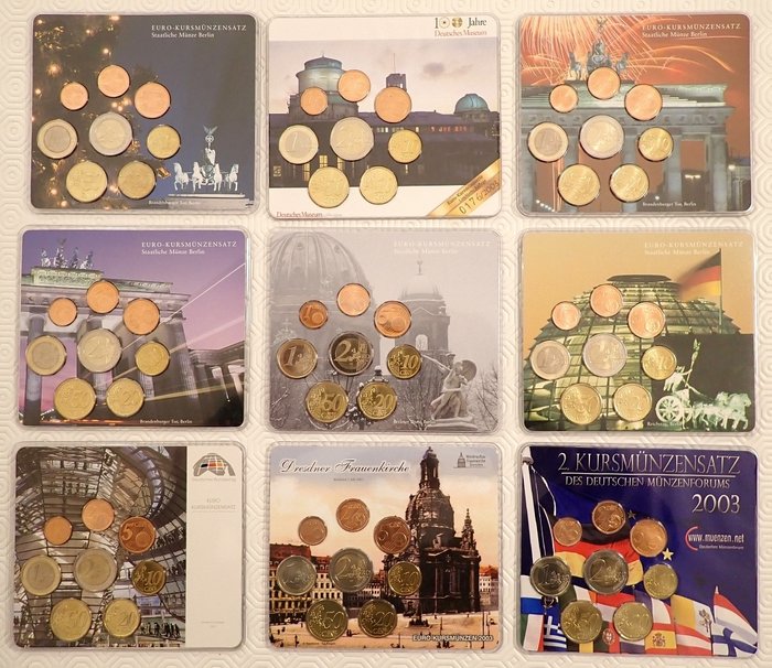 Tyskland Year Set (FDC) 2002/2003 (9 sets)  (Ingen mindstepris)