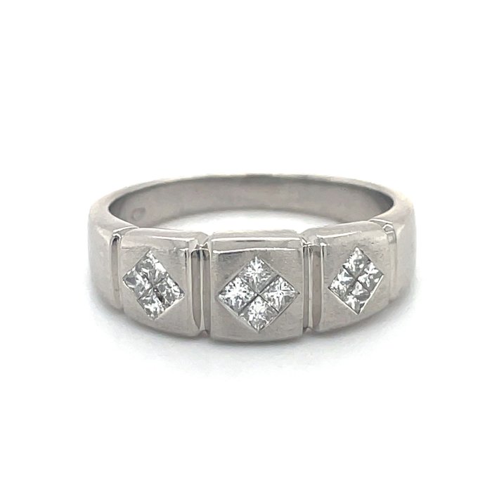 Ring - 14 karat Hvidguld Diamant (Natur)