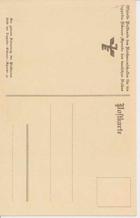 Tyske Kejserrige 1934 - Zeppelin - Eckener donation, komplet postkortserie med kuvert