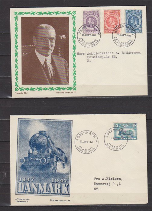 Danmark 1945/1998 - Danmark FDC Michel 286/1170 + blokke 2-7-8 + MH 1984 kørt + uskrevne - Denemarken FDC Michel 286/1170 + blokken 2-7-8 + MH 1984 gelopen + onbeschreven