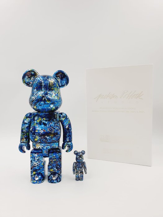 Medicom Toy - Be@rbrick 400% + 100% Jackson Pollock StudioChrome Bearbrick 2021