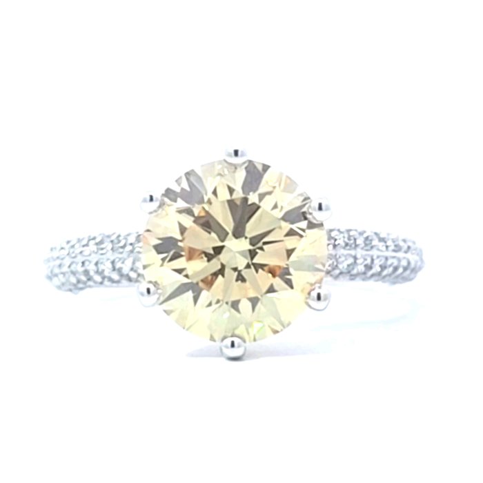 Ring Platin -  392ct tw Gul Diamant (Laboratoriedyrket diamant i fancy farver) - Diamant