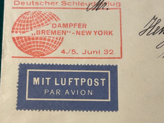 Postomslag - Katapult Post 1 kuvert rejst på D.BREMEN - 1932 - K. 105 d. /