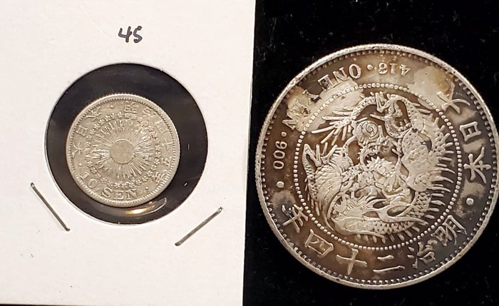 Japan. Meiji. 10 Cents/ 1 Yen year 24 (1891)/ year 45  (Ingen mindstepris)