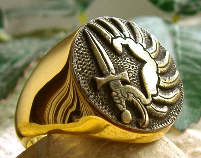 Fremmedlegionen Faldskærmssoldat Sword Crest 24kt forgyldt - Ring