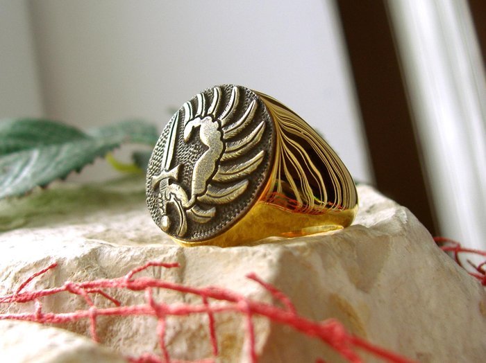 Fremmedlegionen Faldskærmssoldat Sword Crest 24kt forgyldt - Ring