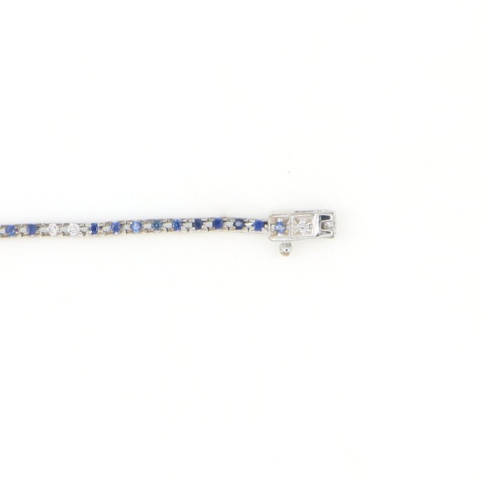 Ingen mindstepris - Armbånd - 18 kraat Hvidguld -  1.18ct. tw. Safir - Diamant