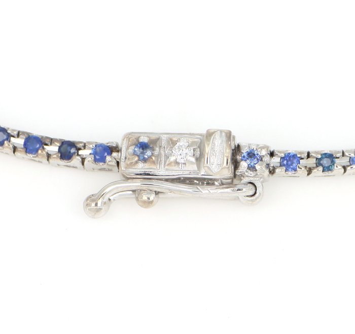 Ingen mindstepris - Armbånd - 18 kraat Hvidguld -  1.18ct. tw. Safir - Diamant