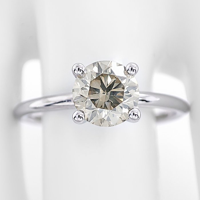 Ring - 14 karat Hvidguld -  1.13ct. tw. Gul Diamant (Naturfarvet)