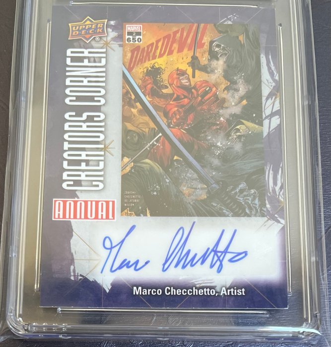 Upper Deck - 1 Graded card - Marvel Annual 2022-23 - autograph card - Creators Corner - CC11 Marco Checchetto - Artist - Daredevil - CGC 8.5