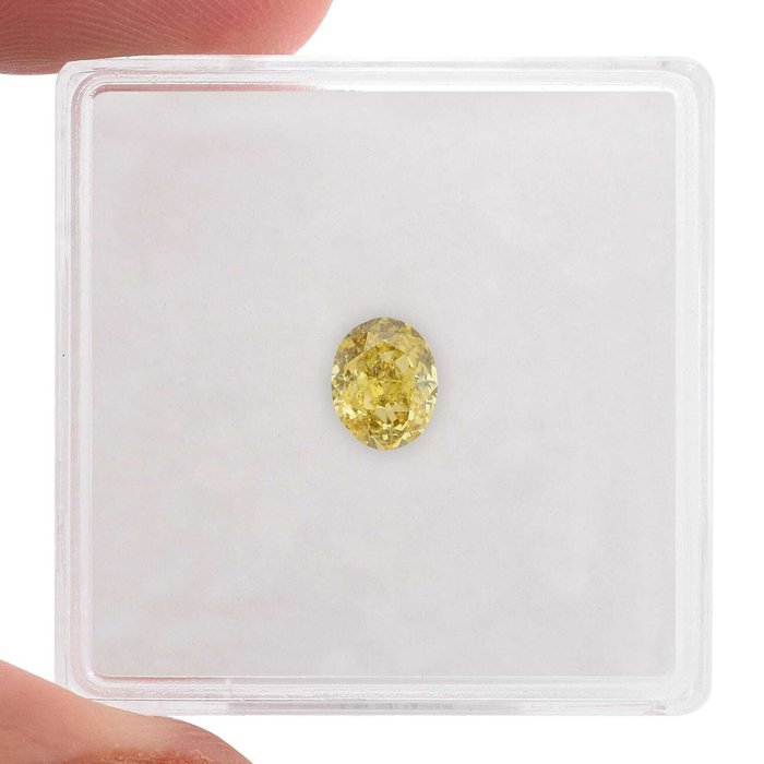 1 pcs Diamant  (Naturfarvet)  - 0.57 ct - Oval - Fancy deep Gul - SI1 - Gemological Institute of America (GIA)