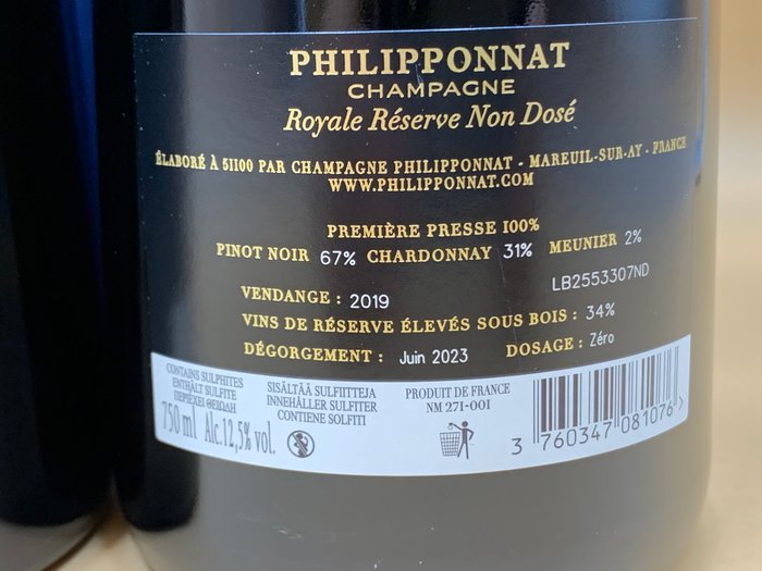 Philipponnat, Royale réserve Non Dosé - Champagne - 3 Flasker (0,75 L)