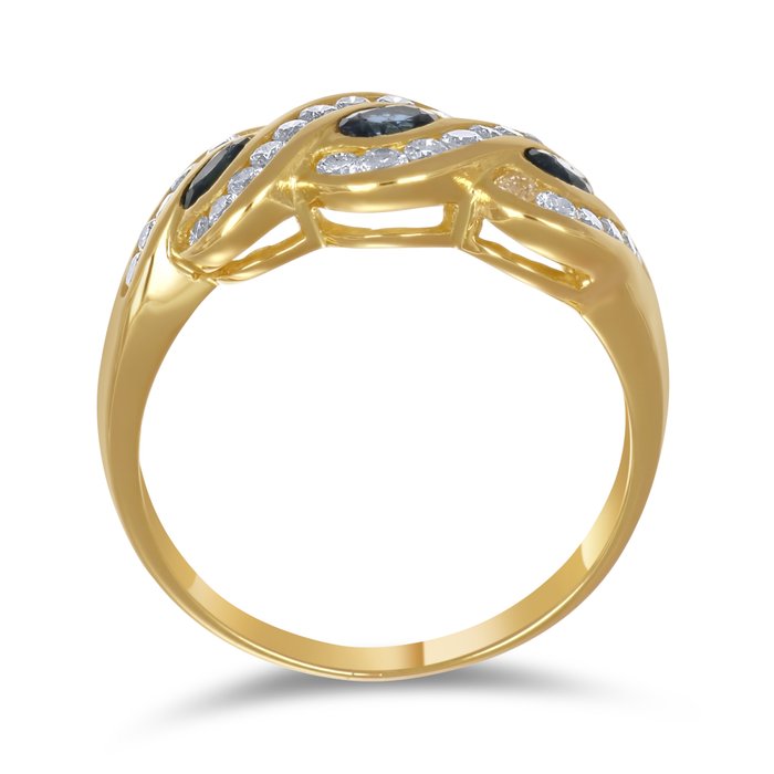 Ring - 18 kraat Gulguld -  0.71ct. tw. Safir - Diamant