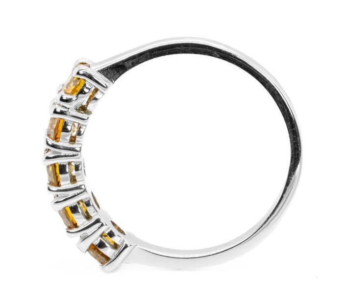 Ingen mindstepris - Alliancering - 18 kraat Hvidguld, Fancy Vivid Gul-Orange / SI -  1.08ct. tw. Diamant (Naturfarvet)