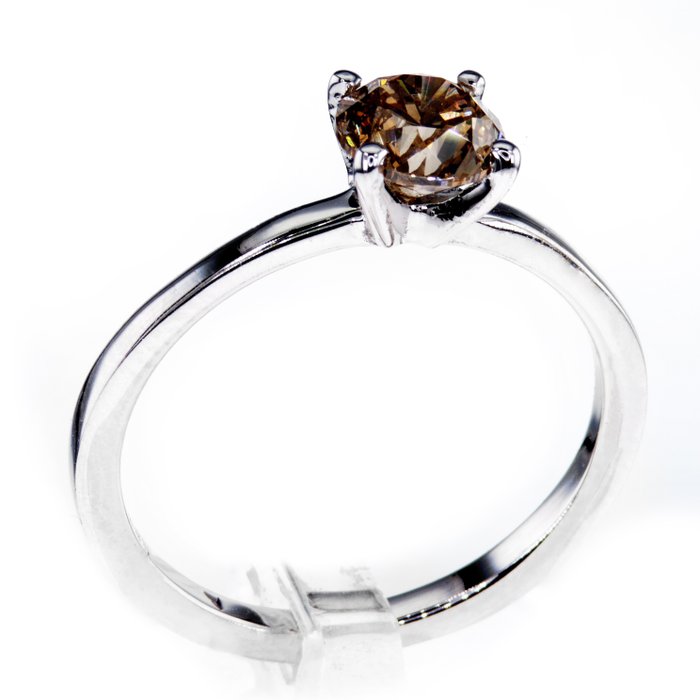 Ingen mindstepris - Forlovelsesring - 14 karat Hvidguld -  1.04ct. tw. Diamant (Naturfarvet)