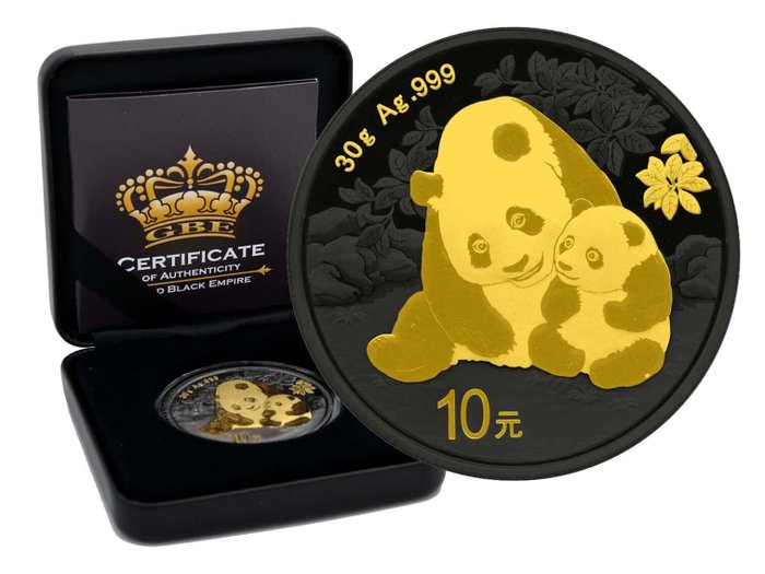 Kina. 10 Yuan 2024 Panda - Gold Black Empire Edition, 30g (.999)  (Ingen mindstepris)