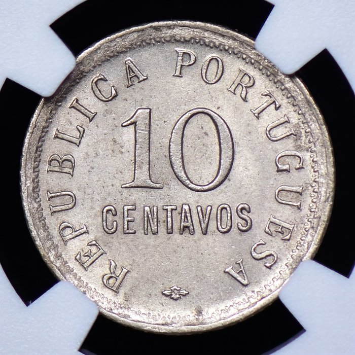 Portugisisk Angola. Republic. 10 Centavos 1921 - NGC - MS 63 - TOP GRADE - Rara