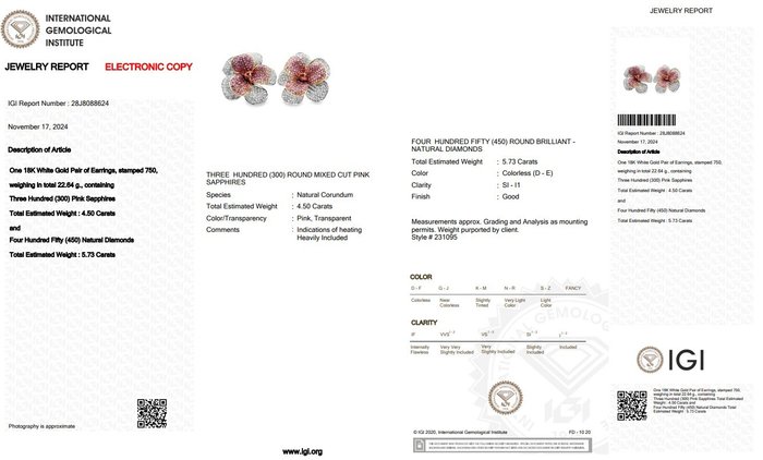 Øreringe - 18 kraat Hvidguld -  10.23ct. tw. Safir - Diamant - Enestående øreringe