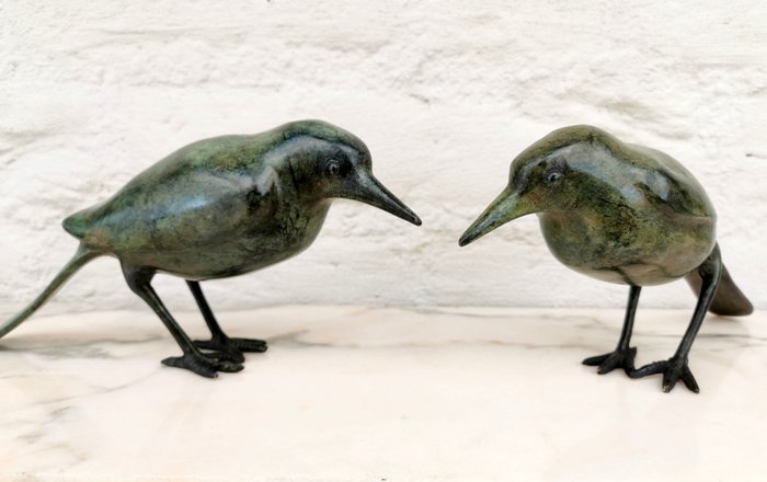 Statuette - A pair of bronze birds - Bronze