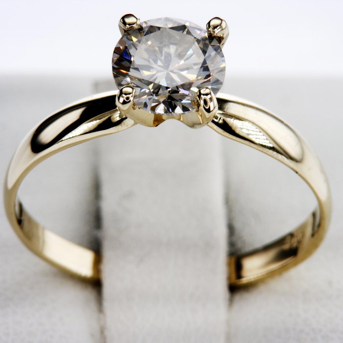 Ingen mindstepris - Forlovelsesring - 14 karat Gulguld -  1.03ct. tw. Diamant (Naturfarvet)