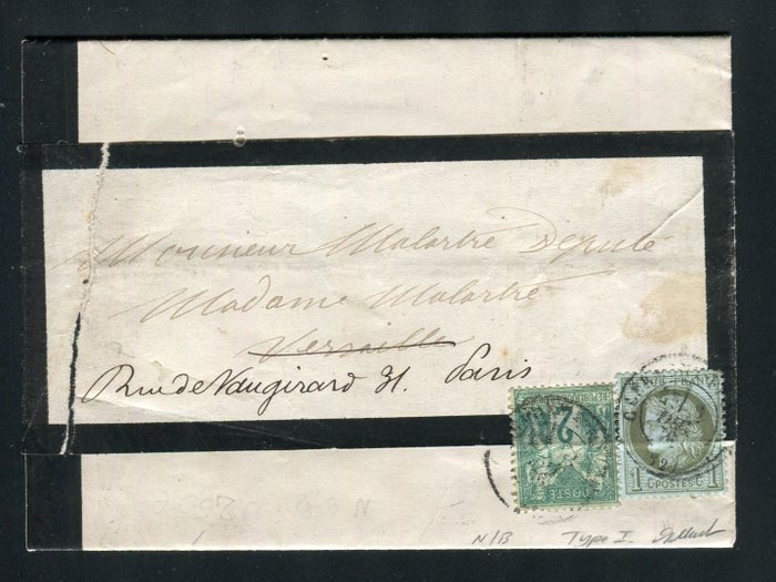 Frankrig 1876 - Sjælden meddelelse fra Clermont Ferrand for Paris med nr. 50  62 Type I