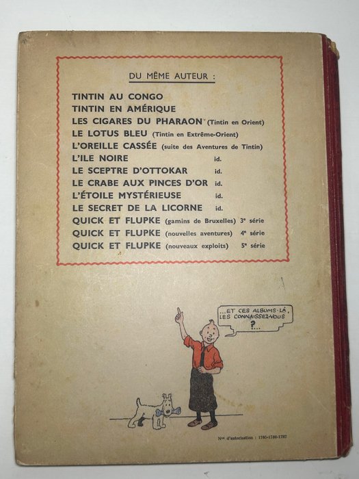 Tintin T6 - L'oreille cassée NB (A20) - C - EO couleur - 1 Album - 1943