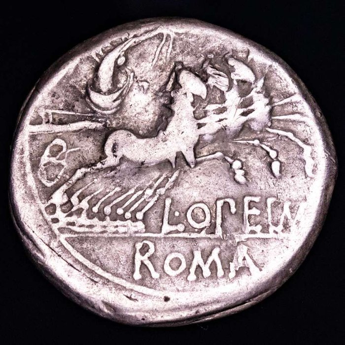 Romerska republiken. L. Opeimius. Denarius Minted in Rome in 131 B.C. L. OPEIMI / ROMA. Victory in biga right, holding wreath  (Ingen mindstepris)