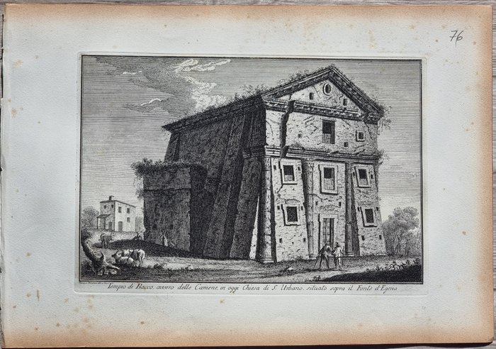 Giuseppe Vasi (1710-1782) - Giovanni Battista Piranesi (1720-1778) - Tempio di Bacco, ovvero delle Camene, in oggi Chiesa di S. Urbano, situato sopra il Fonte d'Egeria