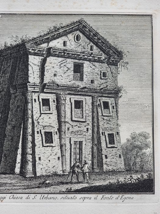 Giuseppe Vasi (1710-1782) - Giovanni Battista Piranesi (1720-1778) - Tempio di Bacco, ovvero delle Camene, in oggi Chiesa di S. Urbano, situato sopra il Fonte d'Egeria