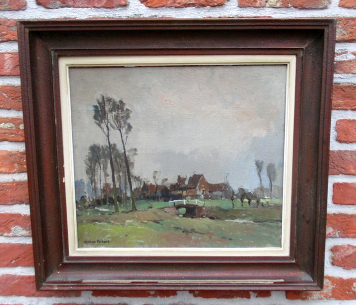 Herman Verbaere ( 1905 - 1993 ) 2x - Landschappen met boerderijen