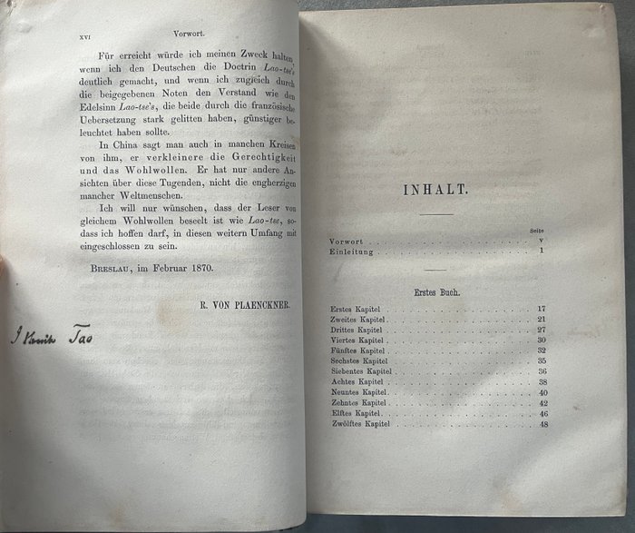 Reinhold von Plaenckner - Lao Tse Tao Te King, Der Weg zur Tugend - 1870