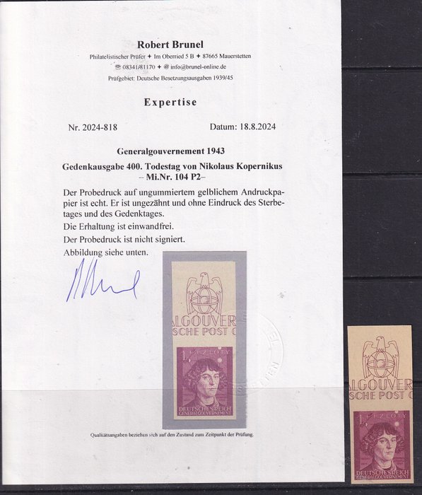 Generalgouvernement 1943 - Bevis ATTST: R.Brunel. - Michel: 104 P2