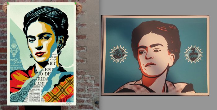 Ernesto Yerena  Shepard Fairey (OBEY) - Ernesto Yerena  Shepard Fairey (OBEY) - Frida Kahlo: Dignity and Heart + The Woman Who Defeated Pain (Frida Kahlo) - Firmata a mano - 2020'erne