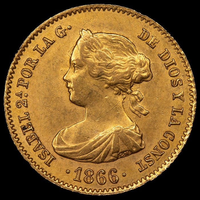 Spanien. Isabel II (1833-1868). 4 Escudos 1866 Madrid  (Ingen mindstepris)