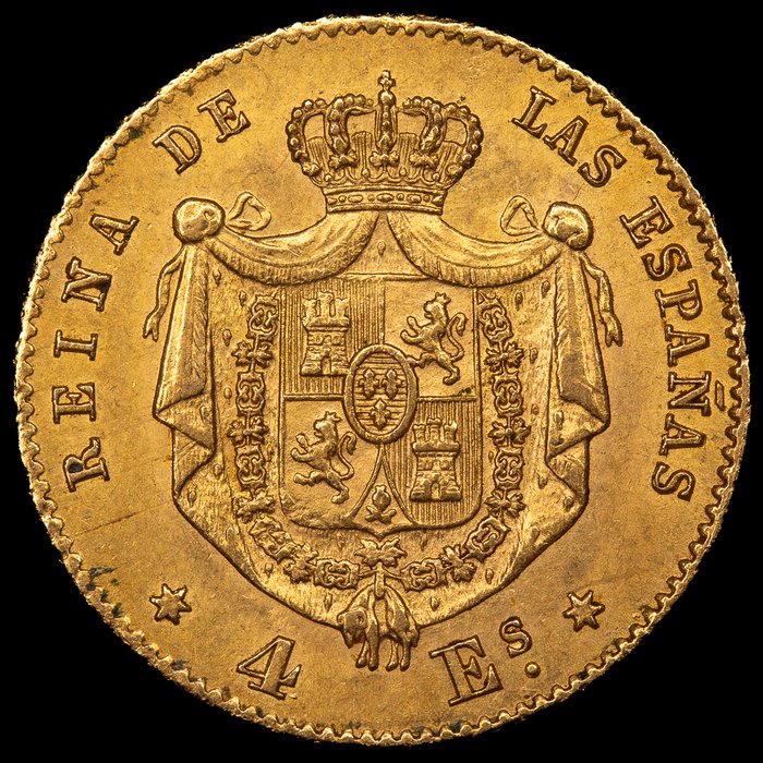 Spanien. Isabel II (1833-1868). 4 Escudos 1866 Madrid  (Ingen mindstepris)