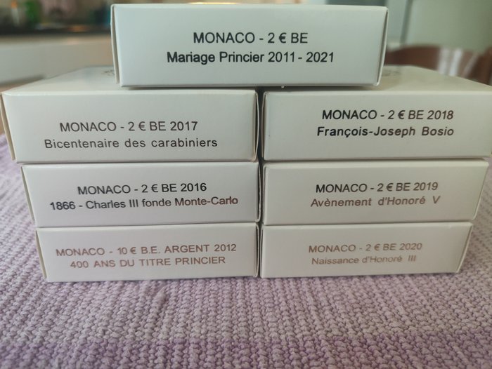 Monaco. 2 / 10 Euro 2012 / 2020 (7 monete) Proof