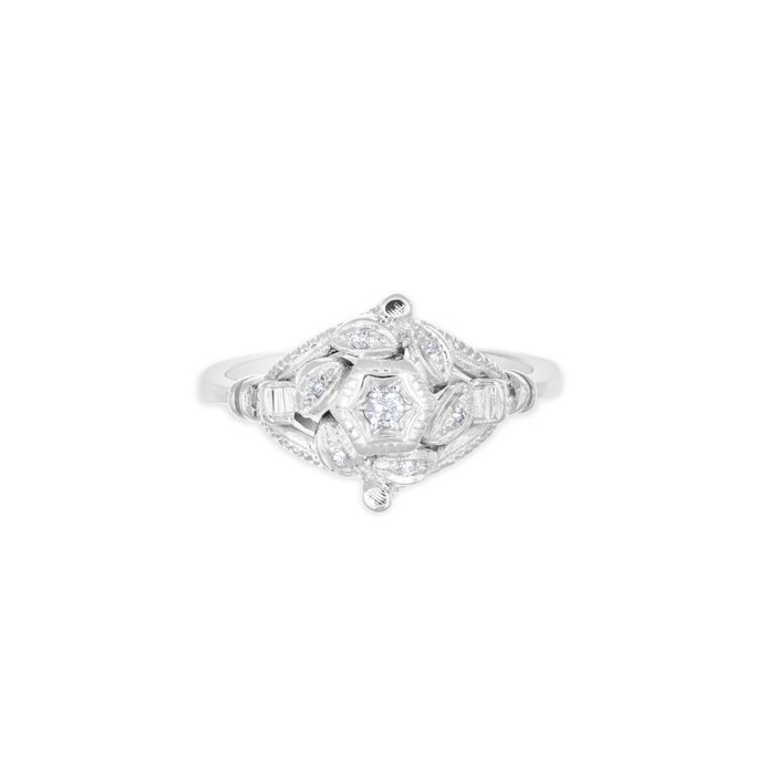 Ring - 18 kraat Hvidguld -  0.10ct. tw. Diamant (Natur)