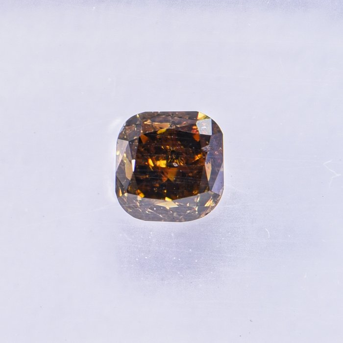 Ingen mindstepris - 1 pcs Diamant  (Naturfarvet)  - 042 ct - Pude - Fancy deep Gullig Orange nuance Brun - SI2 - International Gemological Institute (IGI)