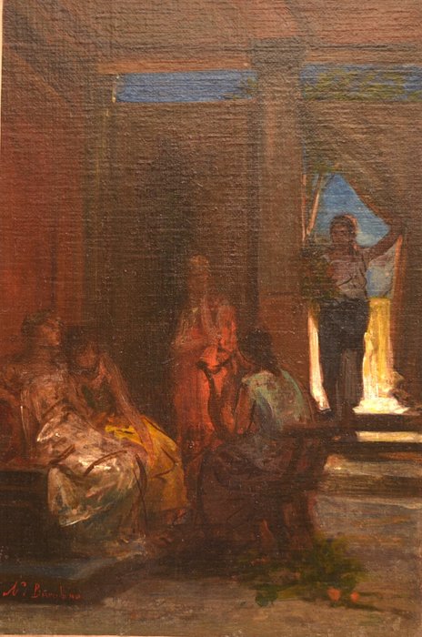 Nicolò Barabino (1832-1891) - Interno con figure